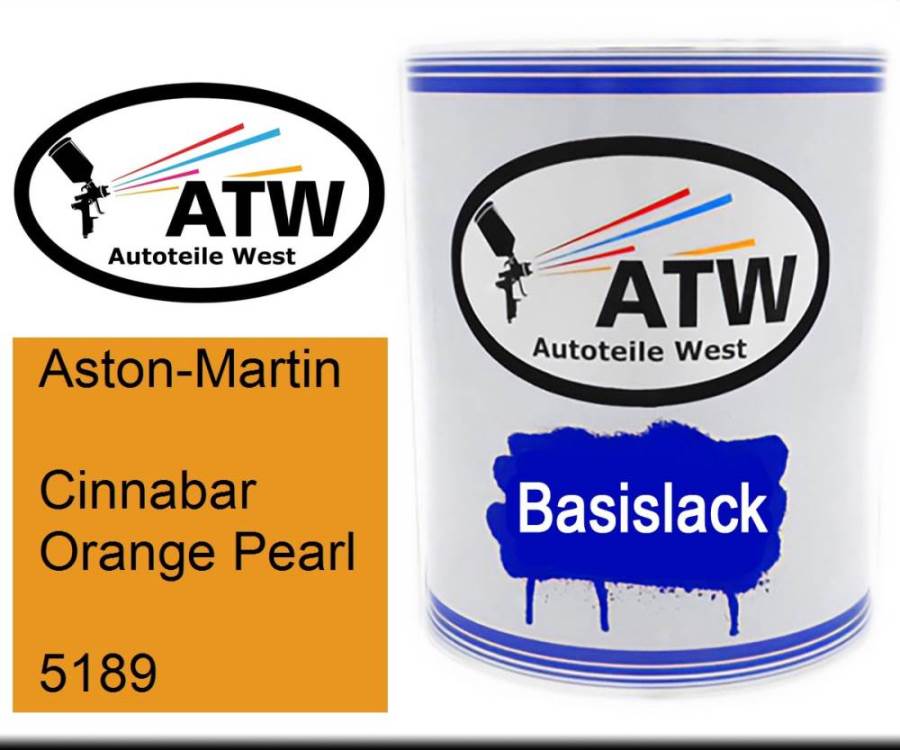 Aston-Martin, Cinnabar Orange Pearl, 5189: 1L Lackdose, von ATW Autoteile West.